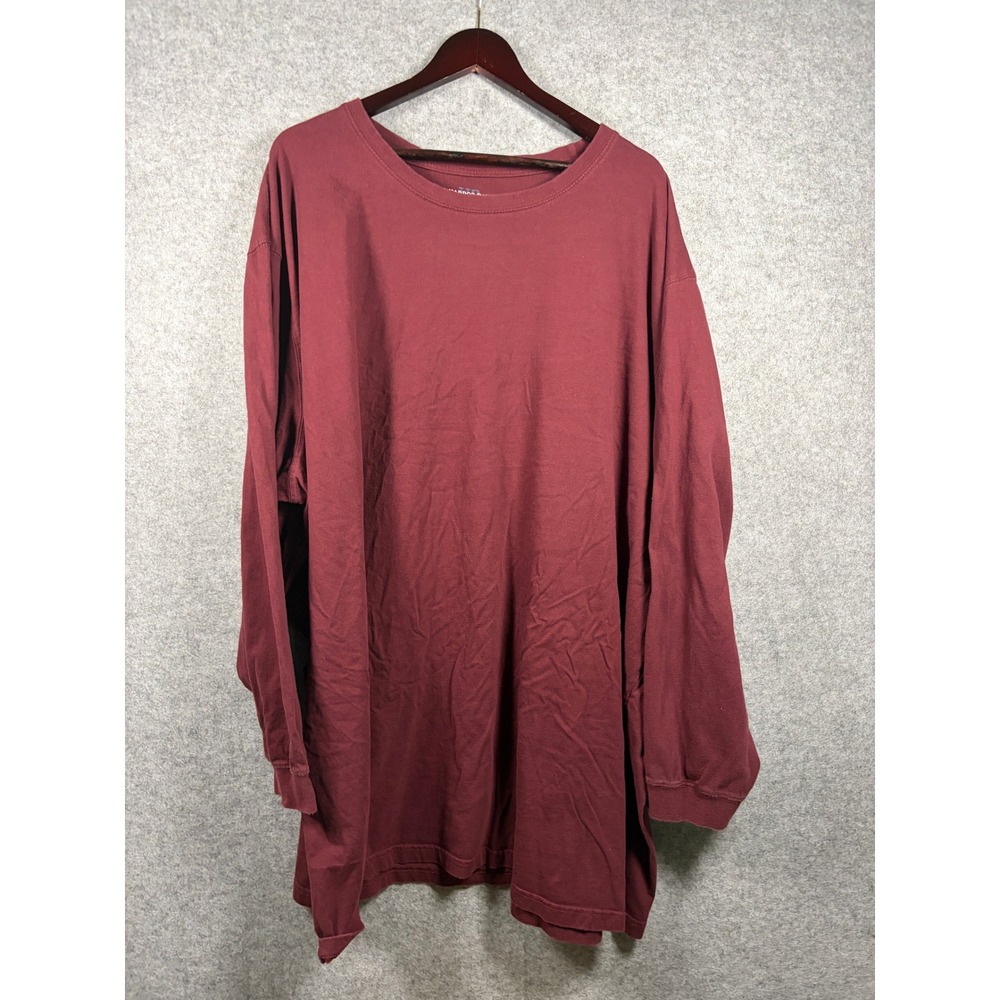 Harbor Bay Mens 6XLT Burgundy LongSleeve Cotton Crew Neck T-Shirt Maroon BigTall